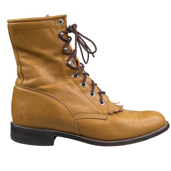 Justin Women’s Hiram Kiltie Roper Brown Leather Western Boot Size US 6.5 - Picture 1 of 10